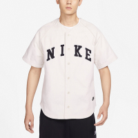 Nike 短袖 Nike Shirts 男款 米白 黑 開襟 球衣 襯衫 厚磅 FQ7001-104