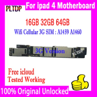 For ipad 4 No ID Account Motherboard Wifi 3G Version A1458 A1459 A1460 Mainboard With IOS System Full Chips Tested Well Plate