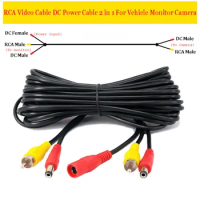 6 M/10M/15M car video RCA extension cable 2-in-1 for backup camera line