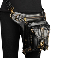 Skull Retro Rock Biker Waistbags Gothic Shoulder Messenger Bag for Men Women Leather Waist Fanny Pack Drop Shipping Leg Belt Bag
