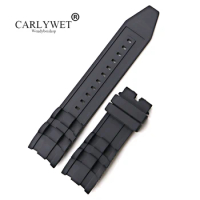 CARLYWET 26mm Wholesale Black Waterproof High Quality Silicone Rubber Replacement Watch Band Belt Strap For Invicta