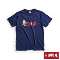 EDWIN 復古福虎插畫印花短袖T恤-男款 丈青色