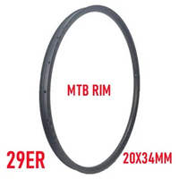 340g Super Light 20mm Depth 34mm Width Carbon MTB Wheel Rim MTB Bicycle Wheel Rims 3K Twill Glossy Surface MTB Carbon Rim