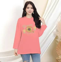 Kaos Oblong Oversize Lengan Panjang Wanita Sunflower/ Tshirt Bunga Matahari L Salem