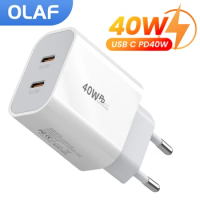 Olaf 40W USB C Charger PD Fast Changing For Xiaomi 12 Samsung iPhone 14 13 QC 3.0 Mobile Phones Charger USB Type C Wall Adapter