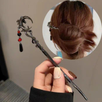Vintage Chinese Style Hanfu Hair Stick Women Metal Moon Hair Fork Hair Chopsticks Hairpin Woman Hair Jewelry Accessories