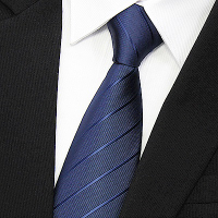 拉福 歐美領帶8cm寬版領帶拉鍊領帶(兒童藍斜.黑斜)