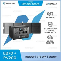 BLUETTI EB70 Portable Power Station | 1000W 716Wh EB70 + PV200