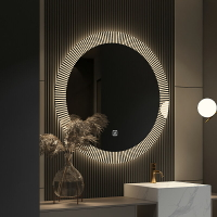 化妝鏡 梳妝鏡 圓形智能浴室鏡衛生間台面帶燈觸摸屏感應防霧發光壁掛led化妝鏡『my5477』