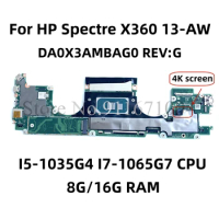 DA0X3AMBAG0 Mainboard For HP Spectre X360 13-AW 13-AW0013DX Laptop Motherboard w/ I5-1035G4 I7-1065G7 CPU 8G 16G RAM L71989-001