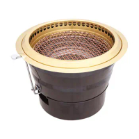 Pinnovo Japanese round barbeque charcoal grill, Yakiniku table top charcoal stove for restaurant for upper/lower air outlet