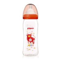 【Pigeon貝親 官方直營】母乳實感彩繪動物玻璃奶瓶240ml(牛牛)