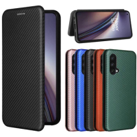 Oneplus Nord 2 Carbon Fiber Flip Leather Case For Oneplus Nord CE N200 N100 Card Holder Magnetic Case Coque Fundas