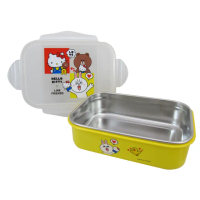 【SANRIO 三麗鷗】Hello Kitty x Line Friends不鏽鋼隔熱便當盒(KLS-8112A SGS檢測合格)