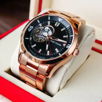 Reef Tiger/RT Top Luxury Automatic Mechanical Watch Men Fashion Rose Gold Full Stainless Steel Watch RGA1693-2