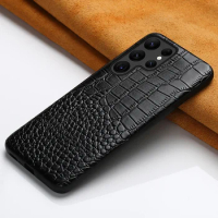 Genuine Leather Phone Case for Samsung Galaxy S24 S23 Ultra S22 Plus S21 FE S 24 23 S24Ultra Note 20 A55 A53 A54 5G Back Cover