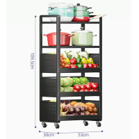 落地多層小推車置物架（特厚53CM五層【三藍兩板】） 