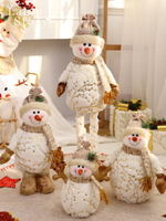圣誕創意裝飾擺件米金色雪人玩偶擺件商場酒店圣誕裝飾氣氛擺件