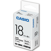 CASIO 標籤機專用色帶-18mm【共有9色】白底黑字XR-18WE1
