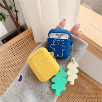 Cute Brunch Bear Keychain Silicon Earphone Headset Case For Airpods Pro Airpods 1 2 Cover For Airpods Pro 3 Bluetooth Headset