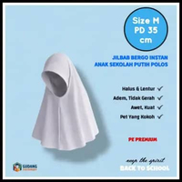 Jilbab Bergo Instan Anak Sekolah | Kerudung Sekolah Putih Polos M : PD 35 cm
