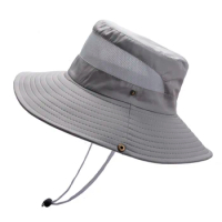 Summer Men Mesh Breathable Bucket Hat Anti-UV Fishing Hat Visors Foldable Panama Hat UV Protection Worksite Hat Sun Hat Climbing