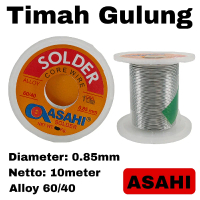 Timah Solder Asahi 0.85mm 10M Timah Gulung 0.85 mm 10 Meter Grade 60/40 Alloy