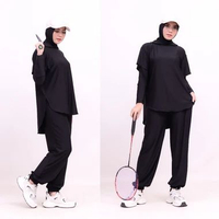 SKY - Stelan Baju Olahraga Wanita Sport Lari Wanita Muslim Panjang Set Celana Hoodie Jilbab XXL Hita