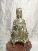 日本回流銅器擺飾佛像財神擺飾銅財神爺銅像，這種造型很古樸，應