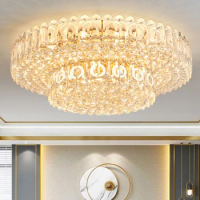 Modern Luxury Crystal Ceiling Lights Fixture LED American Shining Ceiling Lamps European Round Lustre Bedroom Living Room Decor