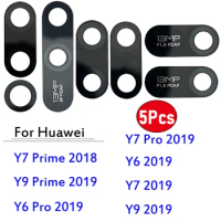 5Pcs，NEW Rear Back Camera Glass Lens For Huawei Y6 Pro Y7 Pro 2019 Y9 Y7 Prime 2018 Camera Glass Lens With Glue Adhesive
