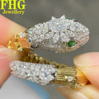 18K Au750 Yellow Gold Lab Emerald0.28Ct moissanite Diamond 2Ct Ring Wedding Party Engagement Anniversary Fashion Elegant