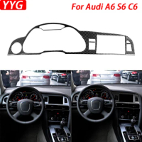 For Audi A6 S6 C6 2005-2011 Carbon Fiber Speedometer Surround Navigation Panel Cover Decorative Car Interior Decoration Sticker
