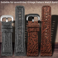 Fo Seven on Friday Leather Watch Strap SF-M2/02 SF-M3/01 Q2/Q3 S1/2/3 Strap Men's Classic Vintage Printed Cowhide Watch Strap 28