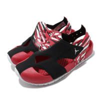 Nike 涼拖鞋 Jordan Flare 套腳 童鞋 喬丹 輕便 魔鬼氈 舒適 中童 穿搭 黑 紅 CI7849016
