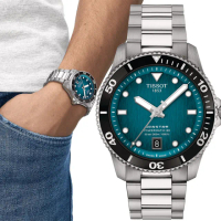 【TISSOT 天梭 官方授權】Seastar 1000 海星300米潛水機械錶-藍/40mm 母親節 禮物 送禮(T1208071109100)
