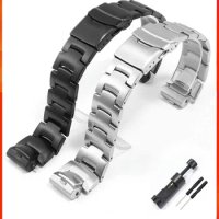 16mm Solid Stainless Steel Watch Band for Casio PROTREK Series PRW-3000\3100\6000\6100 Men Outdoors Metal Wrist Straps Bracelet