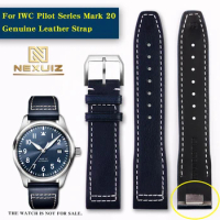 Genuine Leather Watch Band For IWC Pilot Series IW378003/005 IW328205 Mark 20 Cowhie Watch Strap Quick Release 20mm 21mm for Men