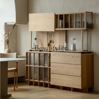 Japanese Style Straight Chest Freezer Restaurant Solid Wood Multi-Functional Storage Cabinet