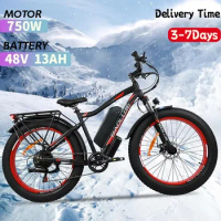 2024 new electric mountain bike 26''*4 fat tires 48V750w, electric bicycle suitable for mountain snow beaches