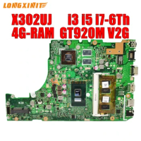 X302U Laptop Motherboard For ASUS X302UV X302U X302UA X302UJ .CPU:I3-6100U I5-6200U I7-6500U. GT920M. 4GB RAM.