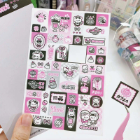 Stickers \Little Love Song\" Pink Black Sweet Asia Label Stickers Bow Deco Journal Guka Kaka Kaka"