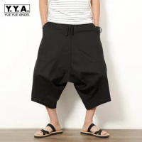 Summer Men's Japanese Samurai Boho Summer Harem Shorts Hakama Linen Cotton Pants 5 Colors Loose Fit Short Pants Big Size