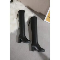 MND Boots Padior winter overknee leather elastic #AX4521 38 black