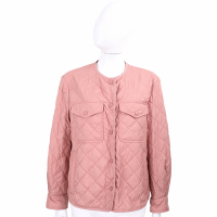 Max Mara-WEEKEND OMERO 絎縫防水尼龍鋪羊毛混紡深粉色外套