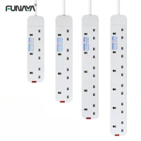 UK Power Strip Sockets 3 4 5 6 Outlets AC100~250V 13A 3000W White Office Desk Wall Mount with Extension Cable Portable Socket