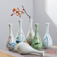 玉凈瓶茶道插花器家居擺件德化白瓷陶瓷小花瓶觀音瓶供佛禪意花瓶