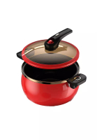 Vieni Joli VIENI JOLI 7L Premium Enamel Pot Multifunction Micro Pressure Pot Soup Pot Pressure Cooker Mikro Tekanan Periuk Sup (Red)