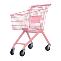 Wholesale Heavy Duty Metal Pink Shopping Trolley Cart Collapsible Shopping Cart