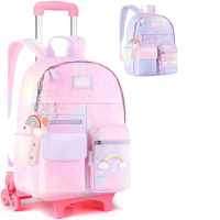 16 inch School Rolling Backpack Bag for girls New Degisn School trolley bags with wheels Kids wheeled backpack bag for school
